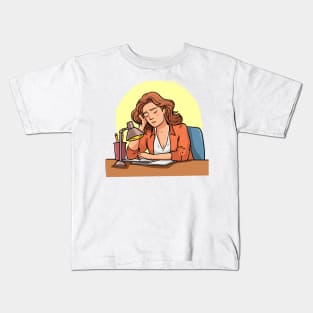 Woman Tired Working Kids T-Shirt